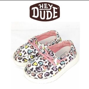 Hey Dude WENDY Leopard Hearts Slip on Canvas Shoes Baby/Toddler Size K5